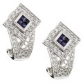 18k Gold Sapphire and 3/4ct TDW Diamond Earrings (H-I, SI-I1)