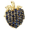 14k Yellow Gold Sapphire Strawberry Brooch