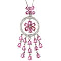 18k Gold Pink Sapphire and 1/10ct TDW Diamond Necklace