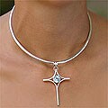 Silver 'Pure Heart' Blue Topaz Choker (Indonesia)