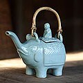Ceramic 'Buddha and the Turquoise Elephant' Teapot (Indonesia)