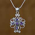 'Floral Cross' Amethyst Necklace (Indonesia)