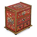 'Crimson Heart Flowers' Painted Glass Jewelry Box (Peru)