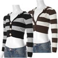 Loca Loca Junior's Cropped Stripe Cardigan Sweater