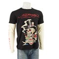 Ed Hardy Men's Premium Smoking Skull Double-sleeve Shirt