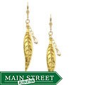 Vermeil Crystal Accent Long Leaf Crystal Earrings