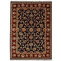 Hand-knotted Black/ Red Wool Rug (6' x 9')
