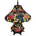 Tiffany-style Double-light Rose Table Lamp