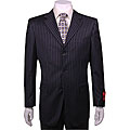 Mantoni Men's 3-button Charcoal Black Striped Wool Suit
