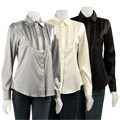 Spense Women's Pleated Bib Taffeta Shirt