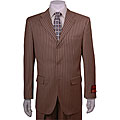 Mantoni Men's Taupe-striped 3-button Wool Suit