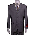 Mantoni Men's Charcoal Grey-striped 3-button Wool Suit