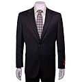Mantoni Men's 2-button Black Stripe Wool Suit