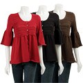 RXB Women's Bell-sleeve Pointelle Cardigan