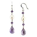 Sterling Silver Amethyst and Freshwater Pearl Earrings (7-8 mm)
