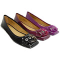 Bamboo Women's Patent Buckle Ballet Flat Shoes