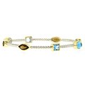 Sterling Silver Two-tone Colorful Cubic Zirconia Bangle