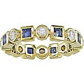 18k Gold 3/8ct TDW Diamond and Sapphire Eternity Ring (Size 6)