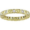 18k Gold 1/3ct TDW Diamond and Yellow Sapphire Eternity Ring (G-H-I, SI) (Size 6)