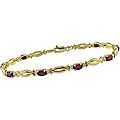 10k Yellow Gold Diamond and Oval Ruby Bracelet
