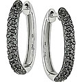 10k White Gold 1ct TDW Black Diamond Hoop Earrings