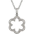 Sterling Silver Diamond Flower Necklace