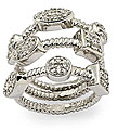 Sterling Silver Cubic Zirconia 3-band Cable Ring