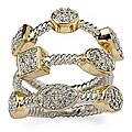 Two-tone 3-band CZ Cable Ring
