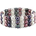 Multi-colored FW Pearl 3-row Elastic Bracelet (6-7 mm)
