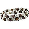 Brown and White Freshwater Pearl 2-row Bracelet