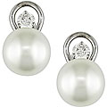 18k Gold Diamond and South Sea Pearl Earrings (10-11 mm)