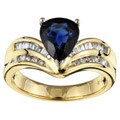 14k Gold Pear Sapphire and 1/2ct TDW Diamond Ring (H, I)