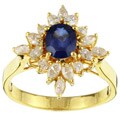 18k Gold Sapphire and 3/5ct TDW Diamond Ring (G-H, SI)