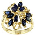 14k Gold Sapphire and 1/10ct TDW Diamond Cluster Ring