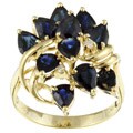 14k Gold Sapphire and 1/10ct TDW Diamond Cluster Ring
