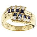 14k Gold Sapphire and 2/8ct TDW Diamond Ring (H-I, SI-1)
