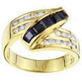18k Gold Sapphire and 1/2ct TDW Diamond Ring (G-H, SI)