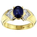 18k Gold Oval Sapphire and 1/2ct TDW Diamond Ring (H, SI)