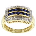 14k Gold Sapphire and 1/10ct TDW Diamond Band Ring