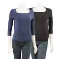 August Silk Women's 3/4-sleeve Square Neck Sweater