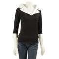 August Silk Women's Black/ White Wide V-neck Shirt
