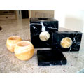 Black Marble Bath Set With Sun Disc Inset (Egypt)