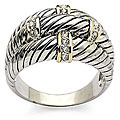 Sterling Silver Two-tone Cubic Zirconia Ring