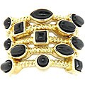 14k Goldplated Silver Onyx 5-band Ring