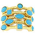 14k Goldplated Synthetic Turquoise 5-band Ring
