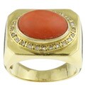 18k Gold Coral 1/4ct TDW Diamond Estate Ring (Size 9)