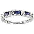10k White Gold Blue Sapphire and Diamond Ring