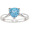 10k White Gold Blue Topaz and Diamond Ring