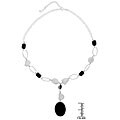 Sterling Silver Onyx and Mother of Pearl Necklace