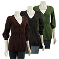 Hanna & Gracie Women's V-neck Gathered Waist Top